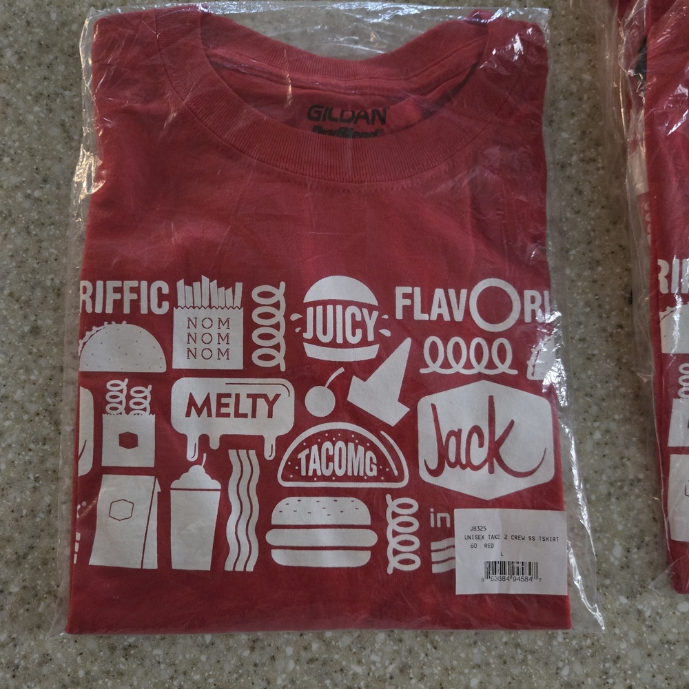 Late Night 24 Hr Jack In The Box Employee Gildan Brand T- Shirt Large L